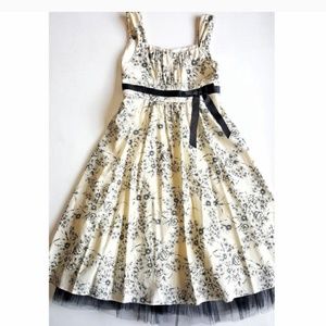 Ivory and Black Floral Dress, Girls Easter Dress